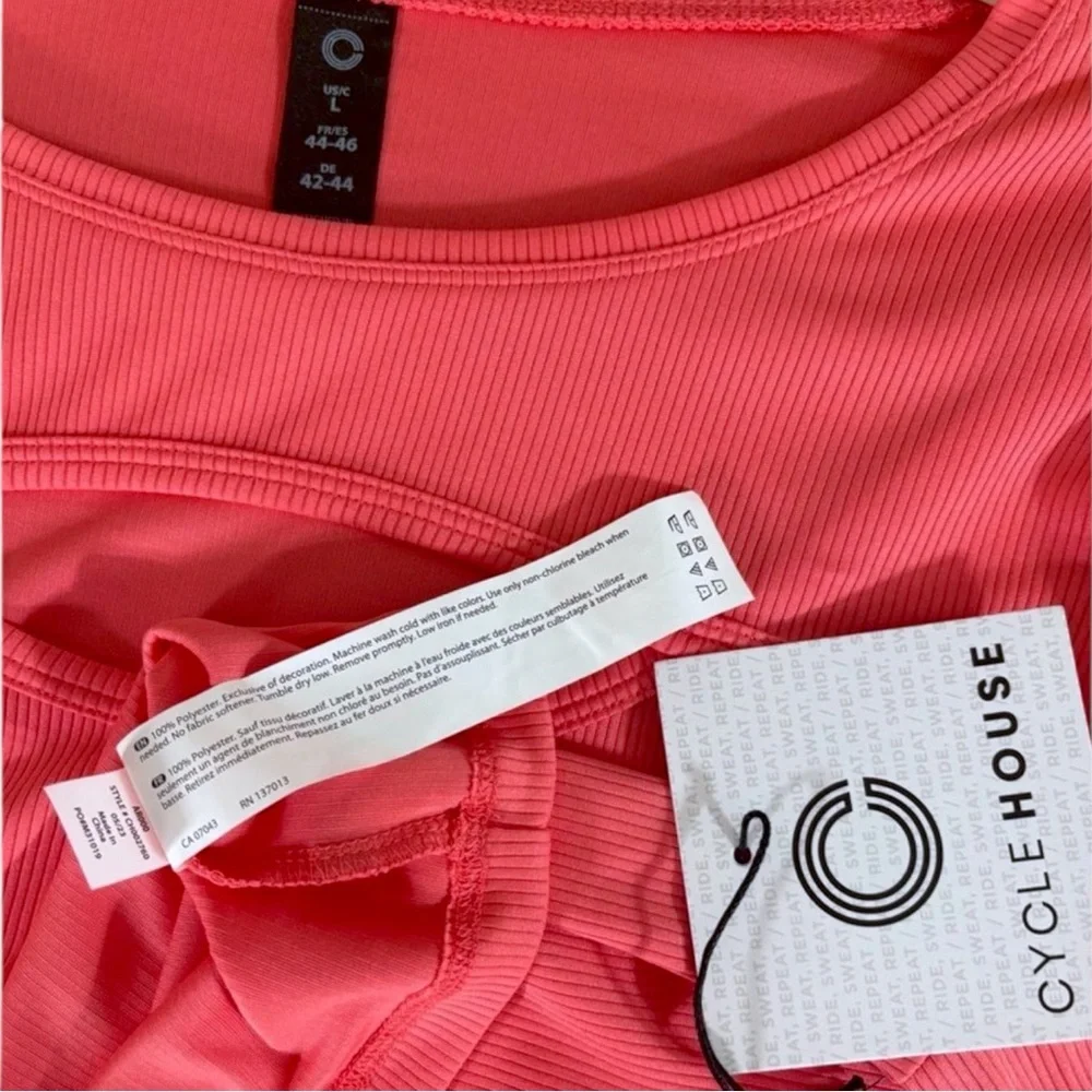 Cycle House By Marika Dubarry Ribbed Long Sleeve Keyhole Active Crop Top Large